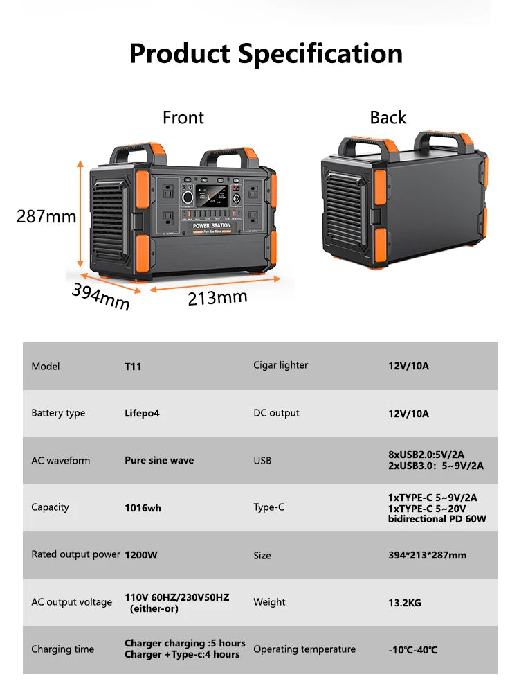 Portable Power Stations 1200w 600w With 100w 200w Solar Panel