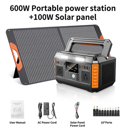 Portable Power Stations 1200w 600w With 100w 200w Solar Panel