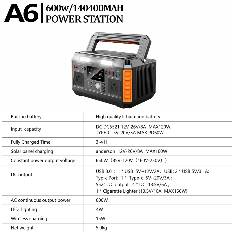 Portable Power Stations 1200w 600w With 100w 200w Solar Panel