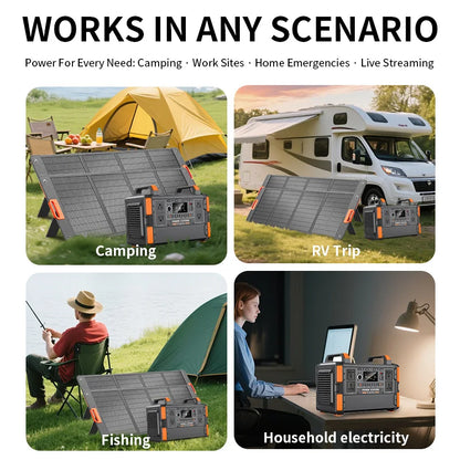 Portable Power Stations 1200w 600w With 100w 200w Solar Panel